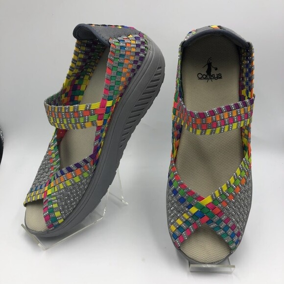 Corkus Women's Colorful Wedge Sandals Mary Janes Slip On Open Toe Beth Size 10 - Picture 4 of 14